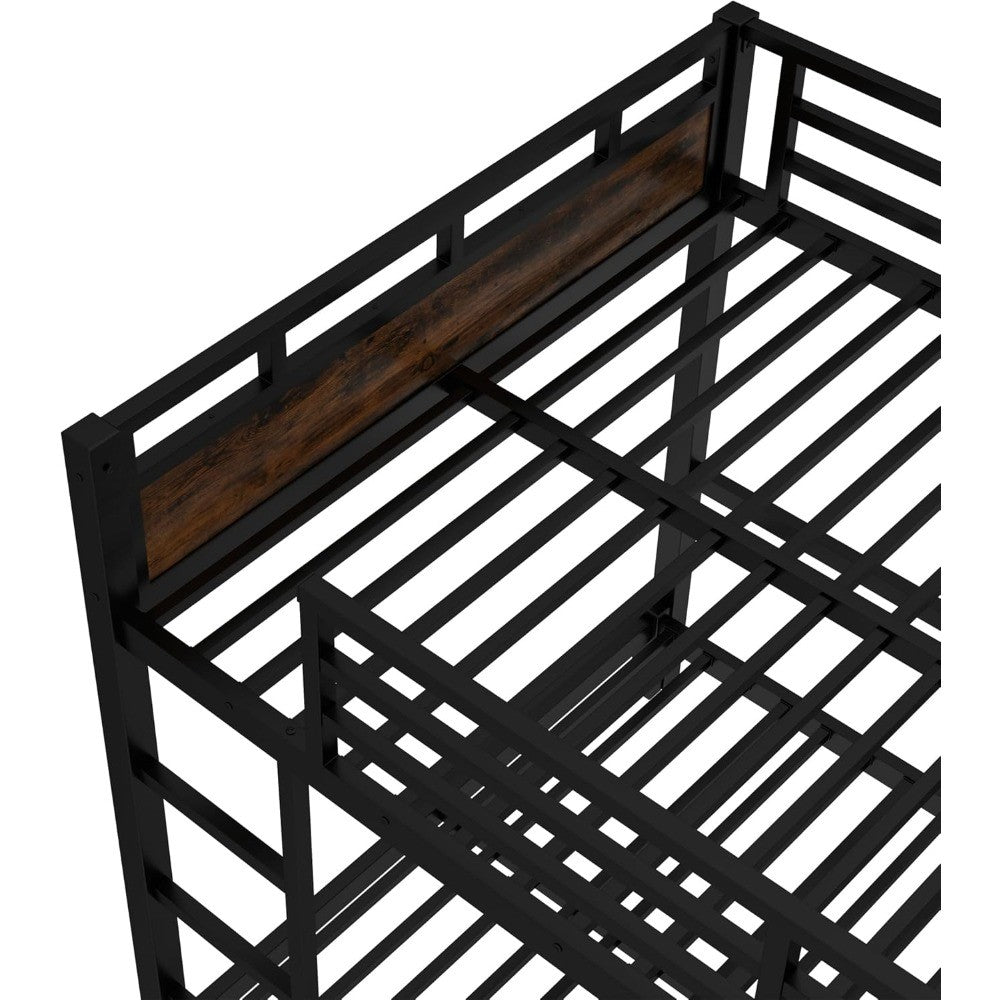 Double Decker Bunk Bed with Headboard and Full-Sized Safety Rail, Detachable Full-Size Bunk Beds, Sturdy Heavy-Duty Bunk Beds fo
