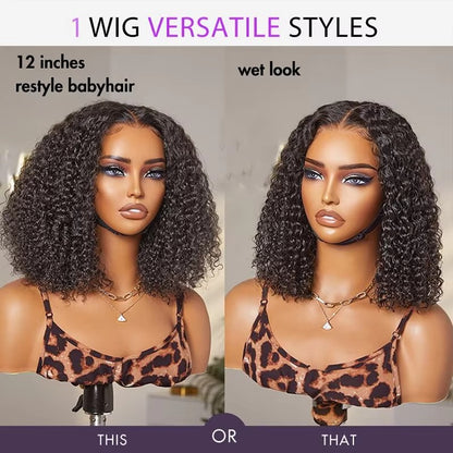 Peruca Bob Curta Sem Cola 250 Densidade 10 Polegadas Onda Profunda Perucas Bob Front Lace Cabelo Humano 5x5 Peruca Bob Sem Cola Cabelo Humano Pronta Para Usar