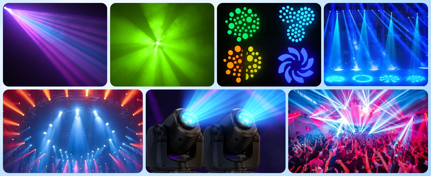 U`King 4Pcs 30W Beam Gobo Moving Head Lights RGBW LED Stage Lights DMX512 Spotlights For DJ Disco Wedding Party Stage Lighting