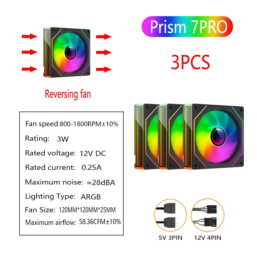 PRISM 7 PRO Computer Case Fan 120mm ARGB 4-Pin PWM Silent Cooling Fan 12V High Airflow 58.36CFM/800-1800RPM
