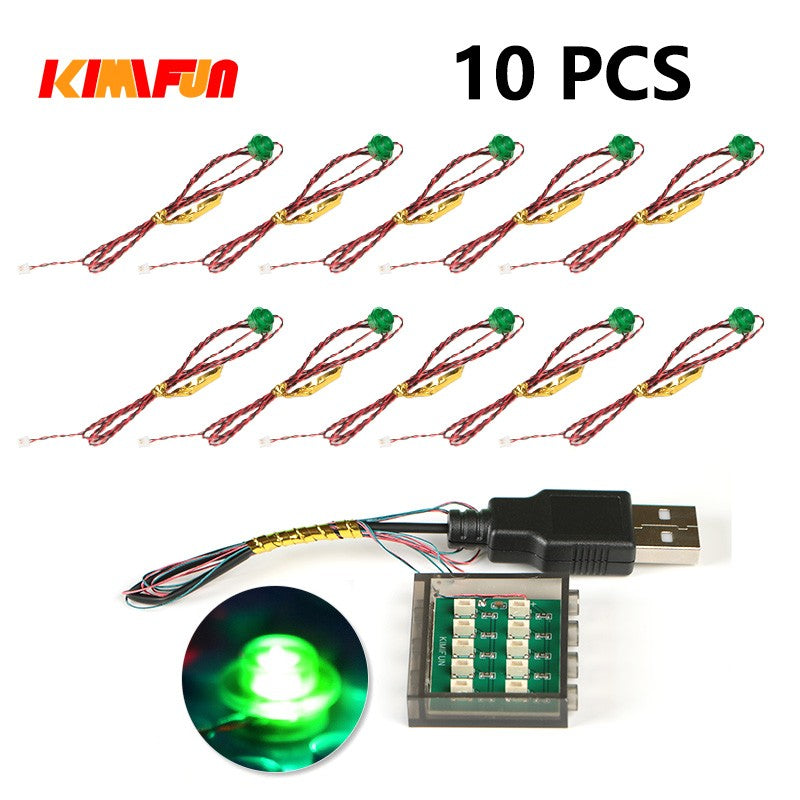 10PCS 0.8mm Pino RGB LED Blocos de Montar USB Lâmpada DIY Luz de Rua Cidade Decoração Elétrica 1X1 Tijolo Compatível com Todas as Marcas