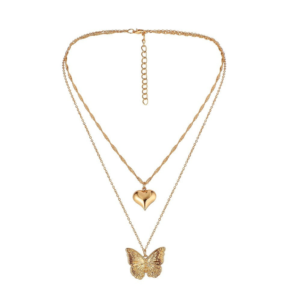 Colar Borboleta Vintage Feminino Dourado Aço Inoxidável Lâmina Correntes de Cobra Pingentes Estéticos Gargantilha Joias Femininas Presente Para Mulher