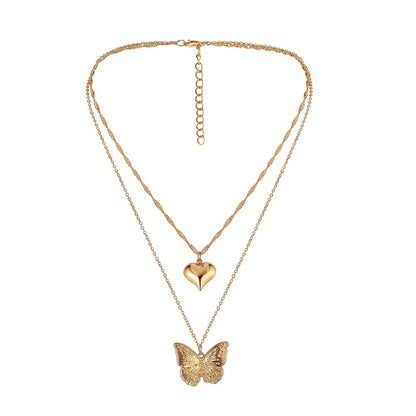 Colar Borboleta Vintage Feminino Dourado Aço Inoxidável Lâmina Correntes de Cobra Pingentes Estéticos Gargantilha Joias Femininas Presente Para Mulher