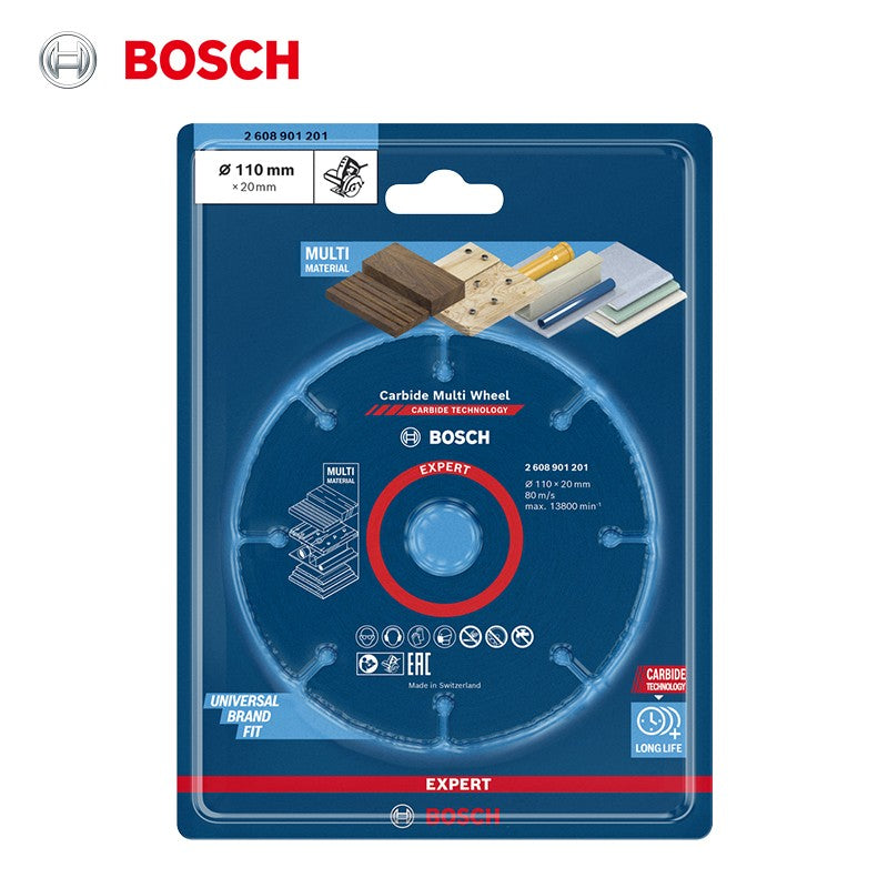 Disco de Corte Multimaterial Bosch Expert 110mm de Carbide para Madeira, Plástico, Drywall, Madeiras Duras - Acessórios para Esmerilhadeira Angular