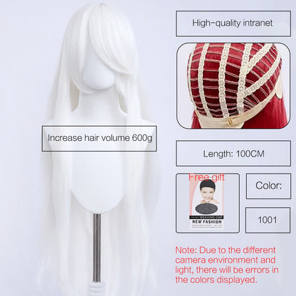 Synthetic Cute Cosplay Wig 40-inch Oblique Bangs Anime Costume Long Straight Lolita Wig Party Wig