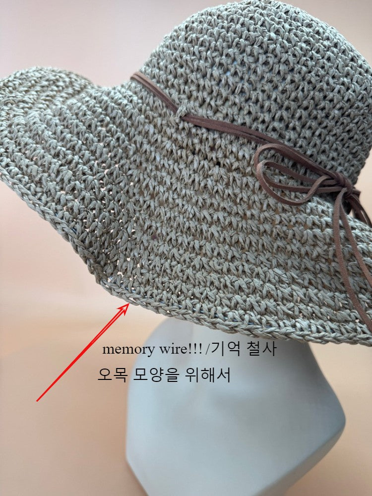 Summer Beach Korean Straw Hat for Women Visor Bucket Hat Hand Weaving Panama Girl Fishing Chapeau Sun Hats for Women