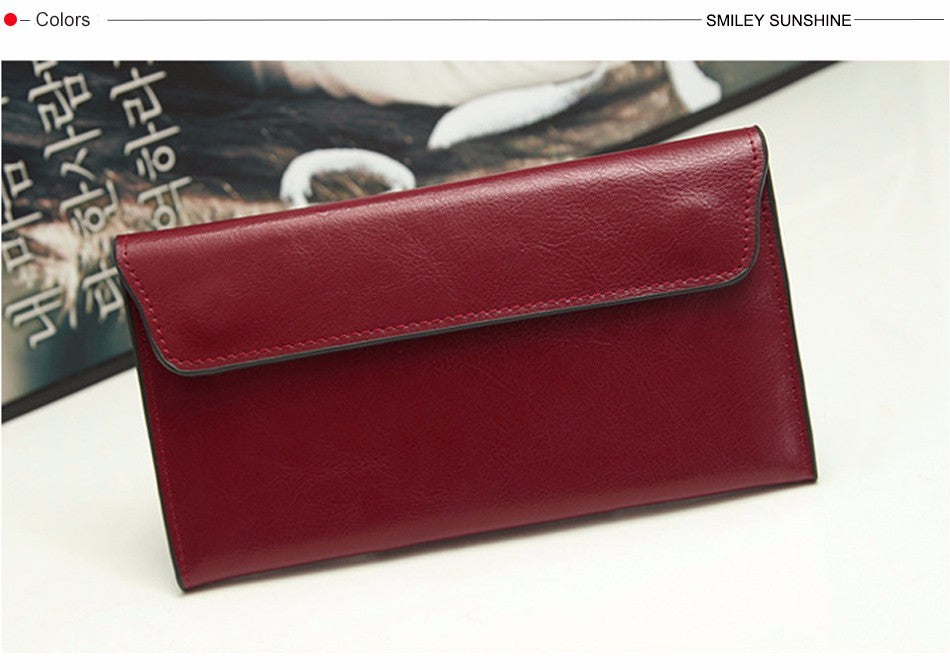Women Leather Slim Clutch Bag Long Wallet Female Handbag Luxury Genuine Leather Wallets Coin Purses Ladies Card Holder Bolsos
