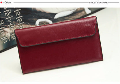 Women Leather Slim Clutch Bag Long Wallet Female Handbag Luxury Genuine Leather Wallets Coin Purses Ladies Card Holder Bolsos