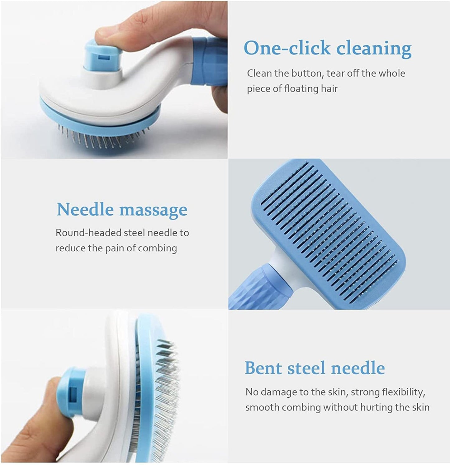 Escova Removedora de Pelos de Cães e Gatos Pente de Higiene e Cuidados para Cães de Pelo Longo Remove Pelos Escova de Banho para Cães Artigos para Cães