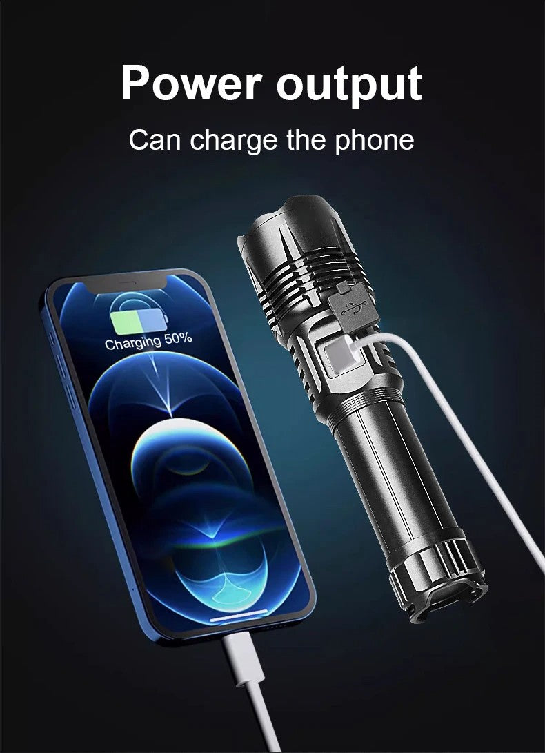 990000LM Most Powerful Flashlight Type-c Recharge 3000M Spotlight Tactical Flash Light 5000mAh High Power Led Flashlights Torch