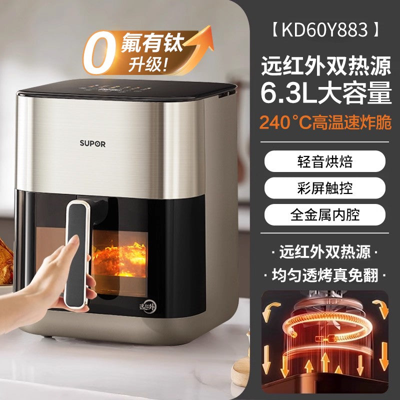 Fritadeira de ar de grande capacidade para uso doméstico e forno elétrico multifuncional integrado com nova visão