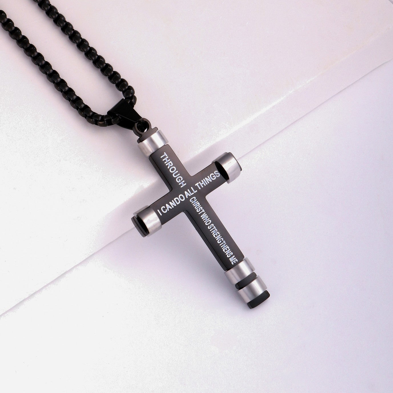 Colar Masculino Minimalista Aço Inoxidável Cruz de Jesus para Homem