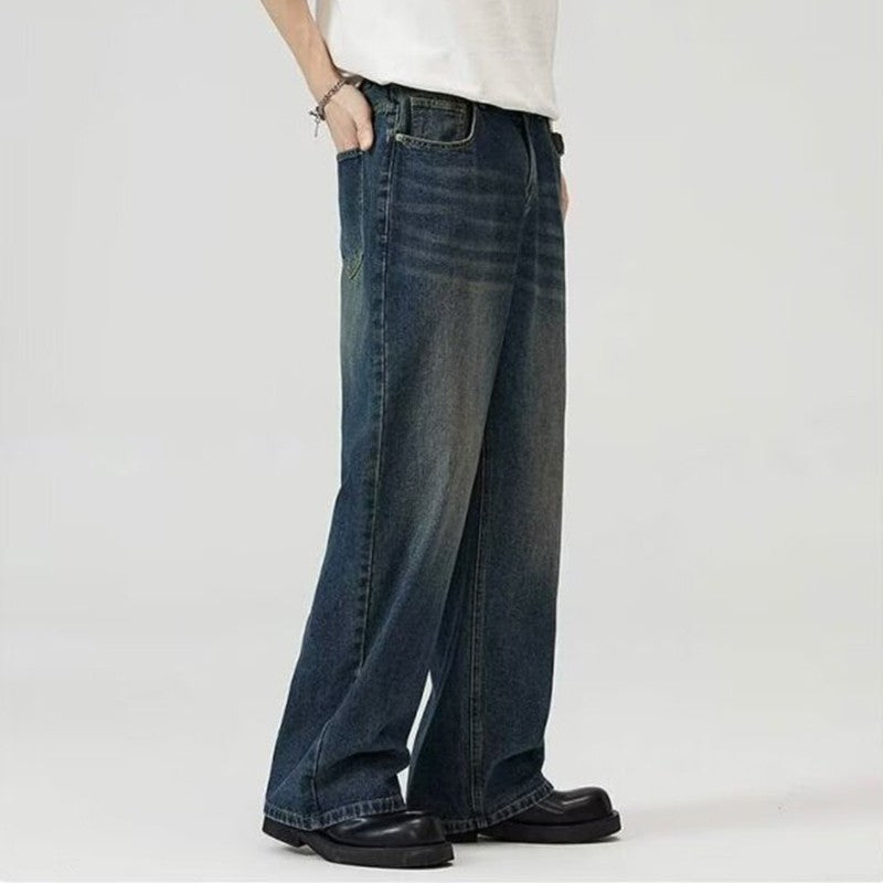 Calça Jeans Masculina Clássica Americana Hip Hop Rap Perna Larga Juventude Popular Masculina Reta Retrô Solta Calças Jeans Oversized
