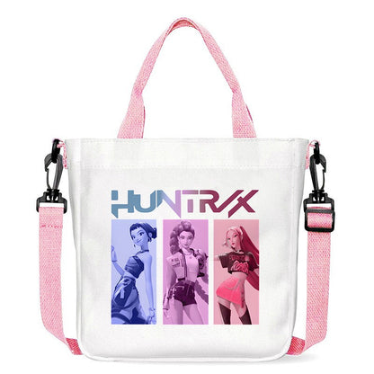 Kawaii KPop Demon Hunters Fashion Shoulder Bag Cartoon Handbag Large Capacity Crossbody Bag Portable Canvas Storage Bags Gift