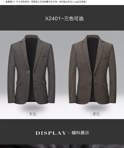 New autumn men business casual suits for middle-aged professionals Slim-fit single suit for men Father's style jacket and shirt