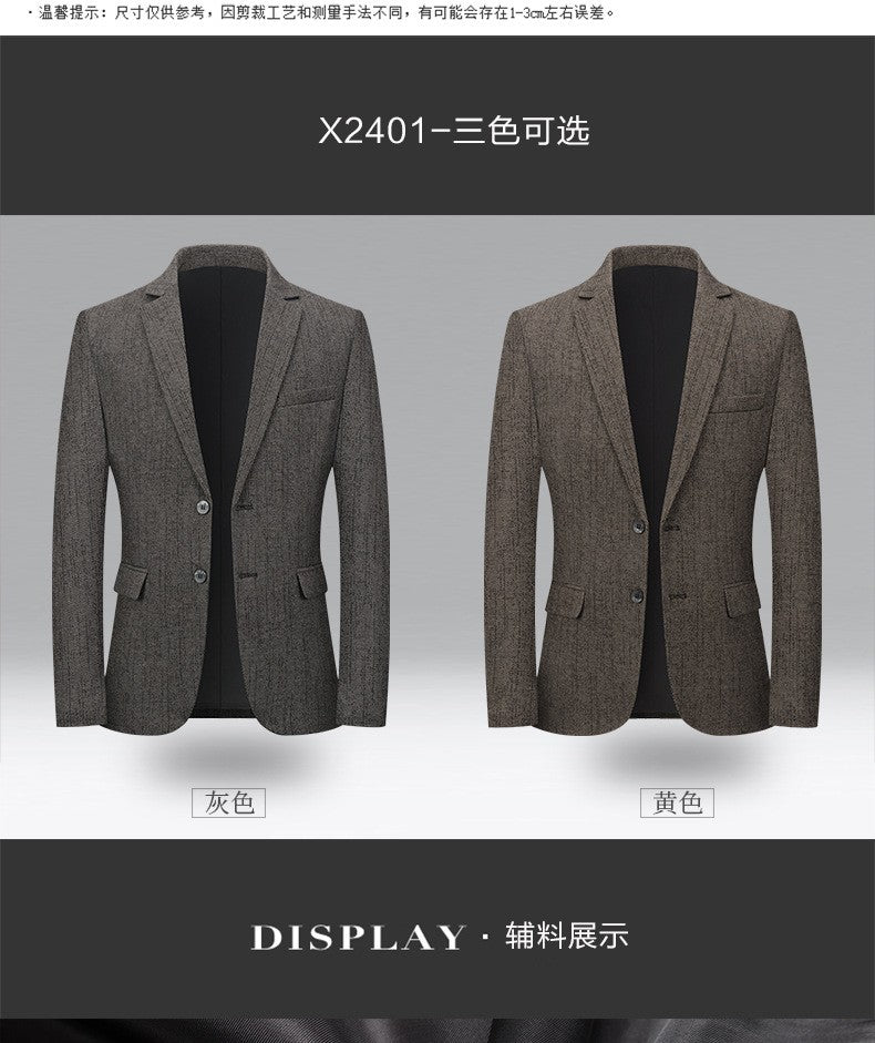 New autumn men business casual suits for middle-aged professionals Slim-fit single suit for men Father's style jacket and shirt