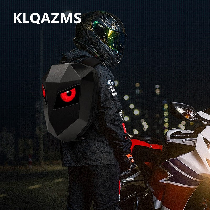 KLQDZMS Motorcycle Backpack LED Light-emitting Waterproof Motorcycle Helmet Shoulder Bag Men's ABS + PC Laptop Riding Schoolbag