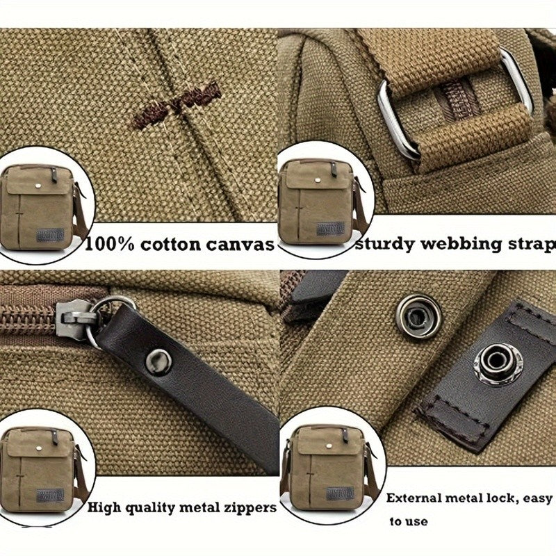 Unisex Canvas Crossbody Bag, Korean Style Outdoor Multi-Purpose Casual Shoulder Bag for Men, 1-Pack
