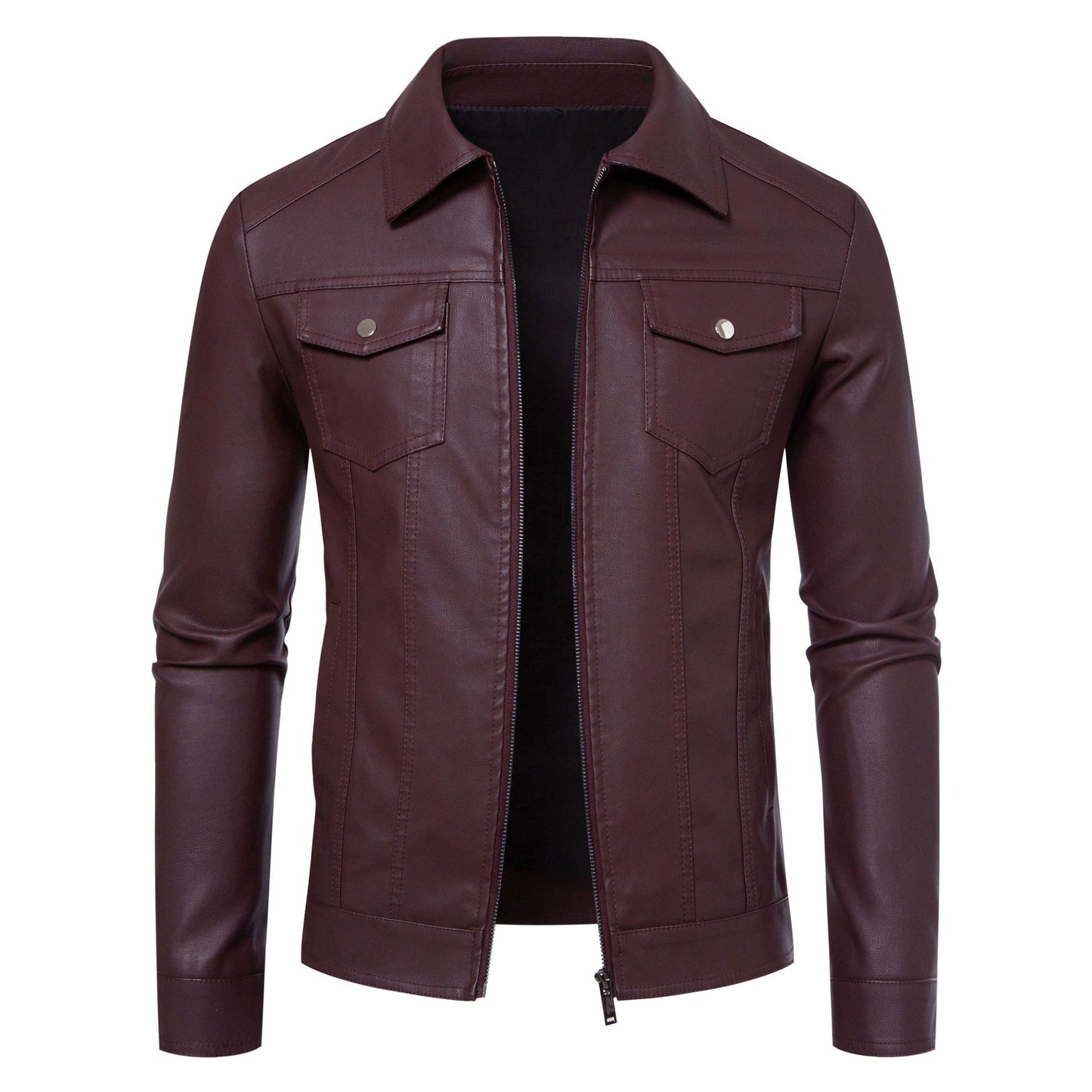 Men's Leather Jacket 2025 New Spring Autumn Winter Korean Style Slim Fit Trendy Fleece Lined Thickened Motorcycle Jacket Men's