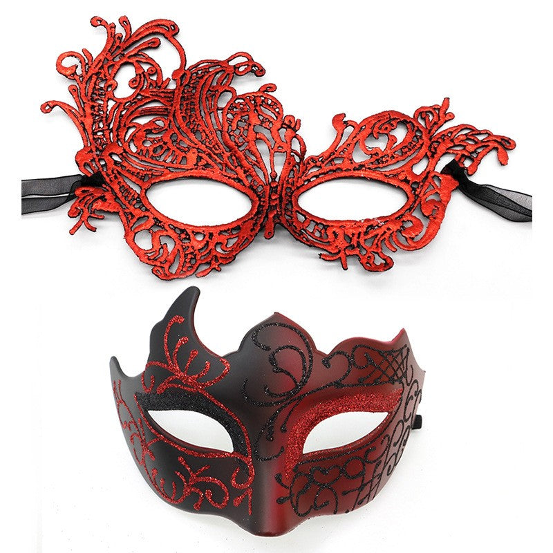2Pcs Couples Gold Purple Black Blue Lace Masks Butterfly Venetian Face Cover for Mardi Gras Halloween Masquerade Party Costume