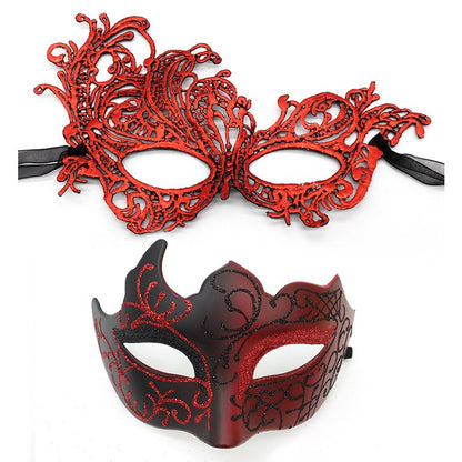 2Pcs Couples Gold Purple Black Blue Lace Masks Butterfly Venetian Face Cover for Mardi Gras Halloween Masquerade Party Costume