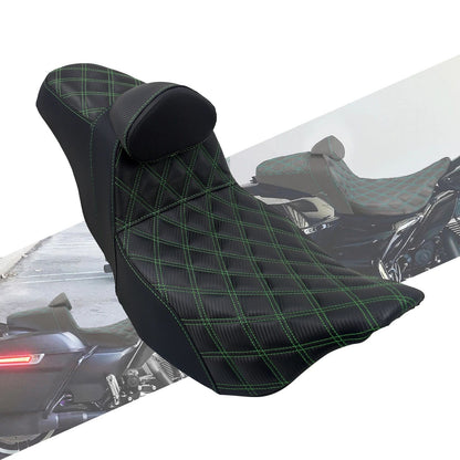 Almofada de Assento Duplo Dianteiro para Piloto Traseiro para Passageiro de Moto com Encosto para Harley Touring Road King FLTRX FLHTK Ultra 09-2023