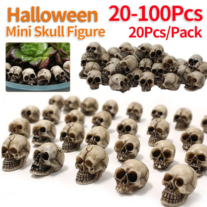 20-100 Peças Mini Figura de Crânio Halloween Caveiras Miniatura Cabeças Criativas Tema de Festival Jardim Paisagístico Decorações para Vasos de Plantas