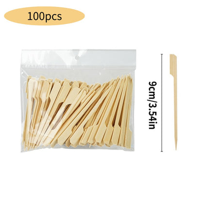 100 Varas de Bambu Descartáveis Espetos Naturais de Bambu para Churrasco Espetinhos para Churrasco, Frutas, Coquetel, Acampamento, Ferramentas de Churrasco em Festa