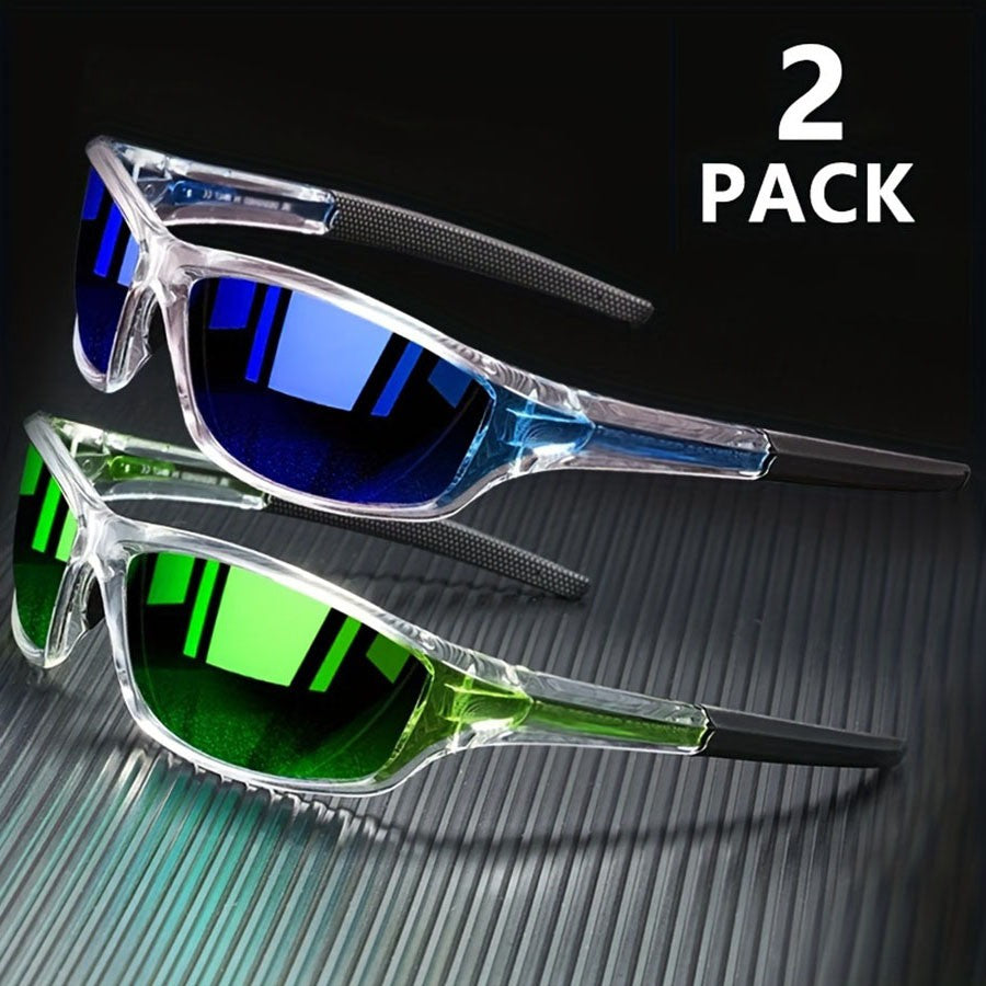 2pairs Sports Polarized Sunglasses for Men Lightweight Night Vision Male Shades Cycling Driving Fishing Fashion Mirror Sunglass