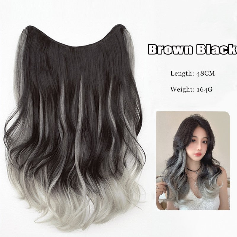Peruca Sintética Degradê de Cabelo Parisiense Tingido Extensão de Cabelo Ondulado Grande e Natural Macio de Uma Peça Peça de Extensão de Cabelo Longo e Encaracolado