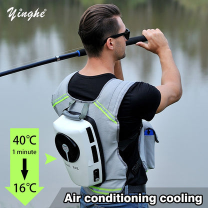 Colete de Ar Condicionado Recarregável Roupa de Refrigeração com Bateria de 9600mAh para Clima Quente com Bolsos Jaqueta para Trabalhar no Calor