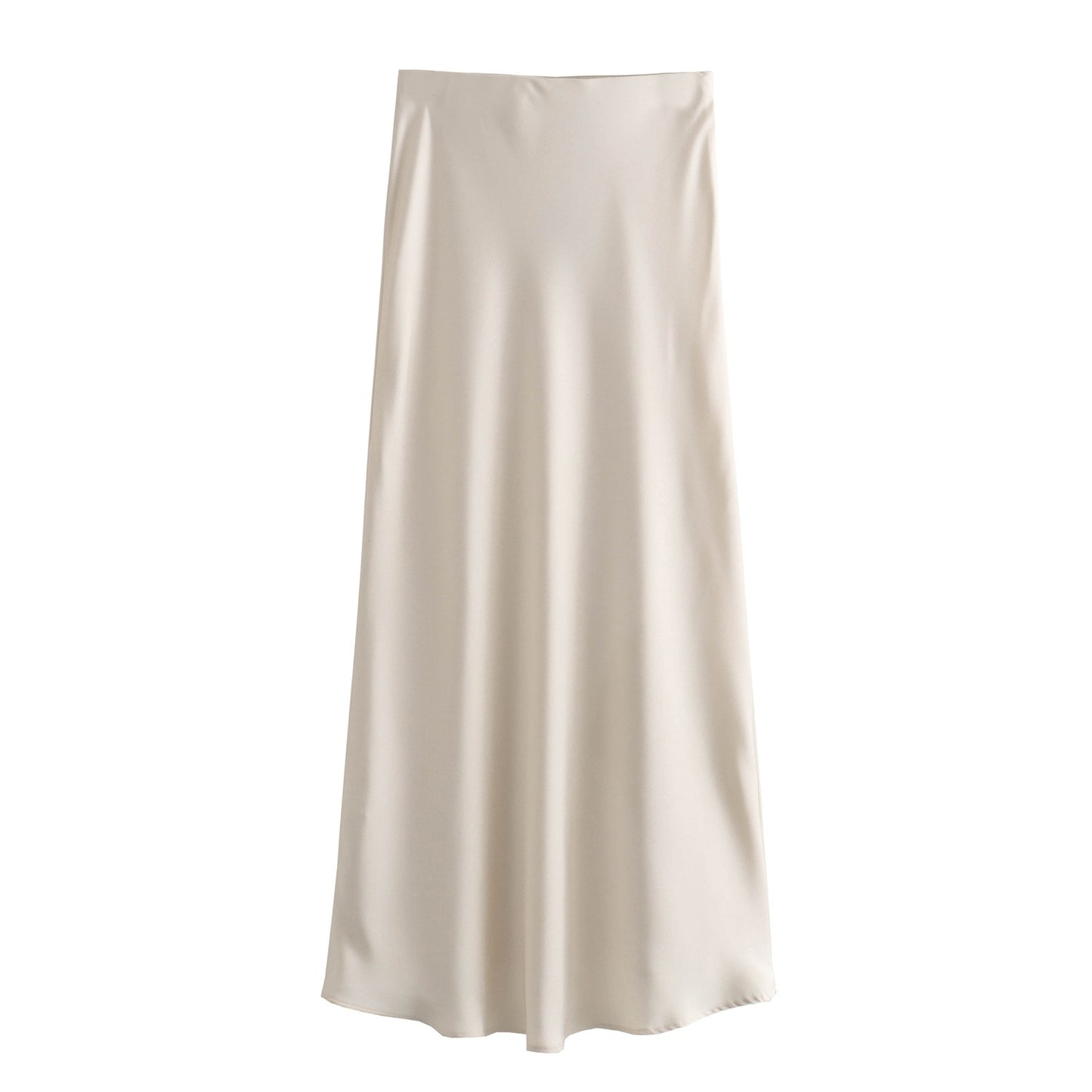 XNWMNZ Women's Fashion 2023 Flowing Satin Midi Skirt Women Vintage Elastic High