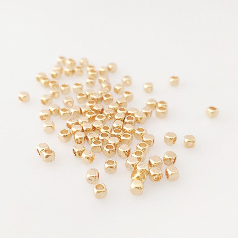 2/3/4mm Hollow Cube Beads 18k Gold Plated Brass Spacer Beads,Separators For Beads,DIY Jewelry Making Supplies Wholesalele
