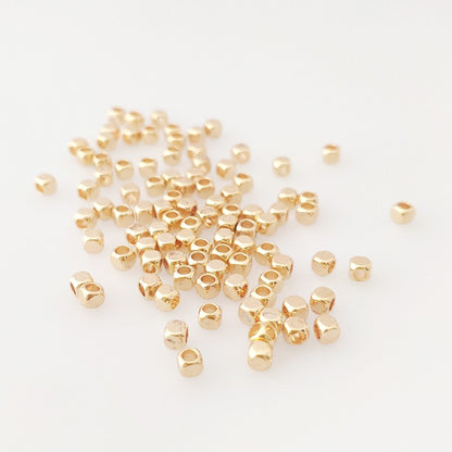 2/3/4mm Hollow Cube Beads 18k Gold Plated Brass Spacer Beads,Separators For Beads,DIY Jewelry Making Supplies Wholesalele