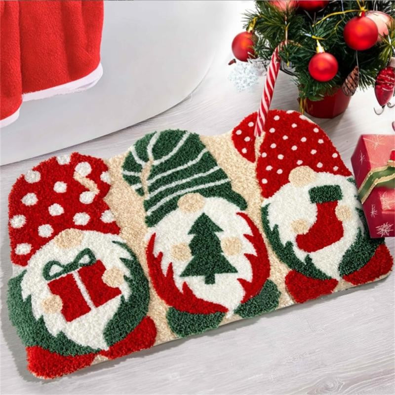 Christmas Mats Imitation Cashmere Carpet Bathroom Room Living Room Absorbent Non Slip Floor Mat Carpet Door Mat Home Party Decor