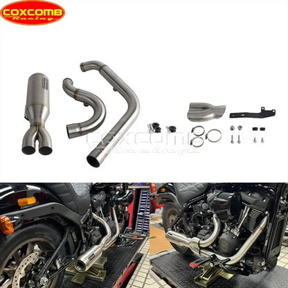 44-51mm Head Pipe Exhaust Pipe Motorcycle Complete Exhaust Muffler System For Harley Street Bob FXBB FXBBS Low Rider S ST Pazoma