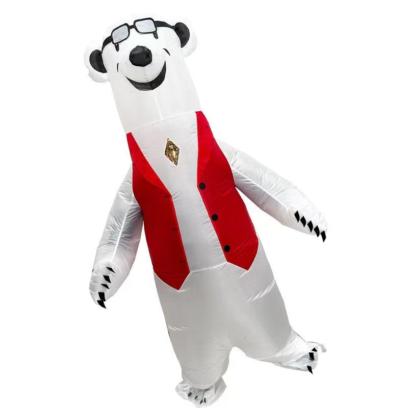 Fantasia Inflável de Urso Polar Novo Adereço de Atmosfera para Performance de Festa de Natal Roupas de Desenho Animado para Todas as Idades