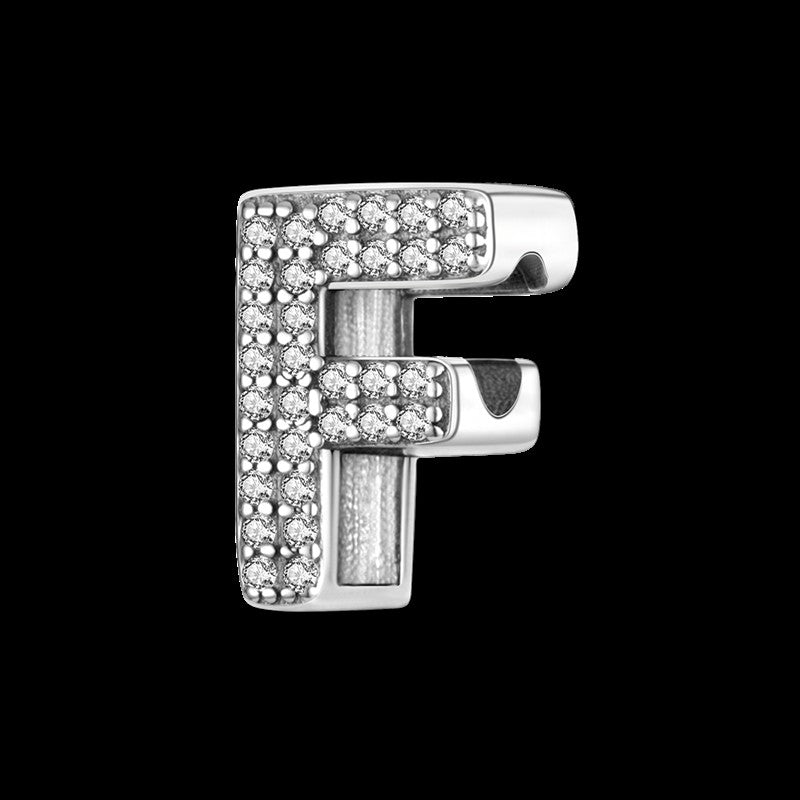 Fit Original Bangle Bracelet DIY A-Z Alphabet Charms Bead 925 Sterling Silver CZ Zircon LOVE Letter Dangle Pendant Jewelry Gift