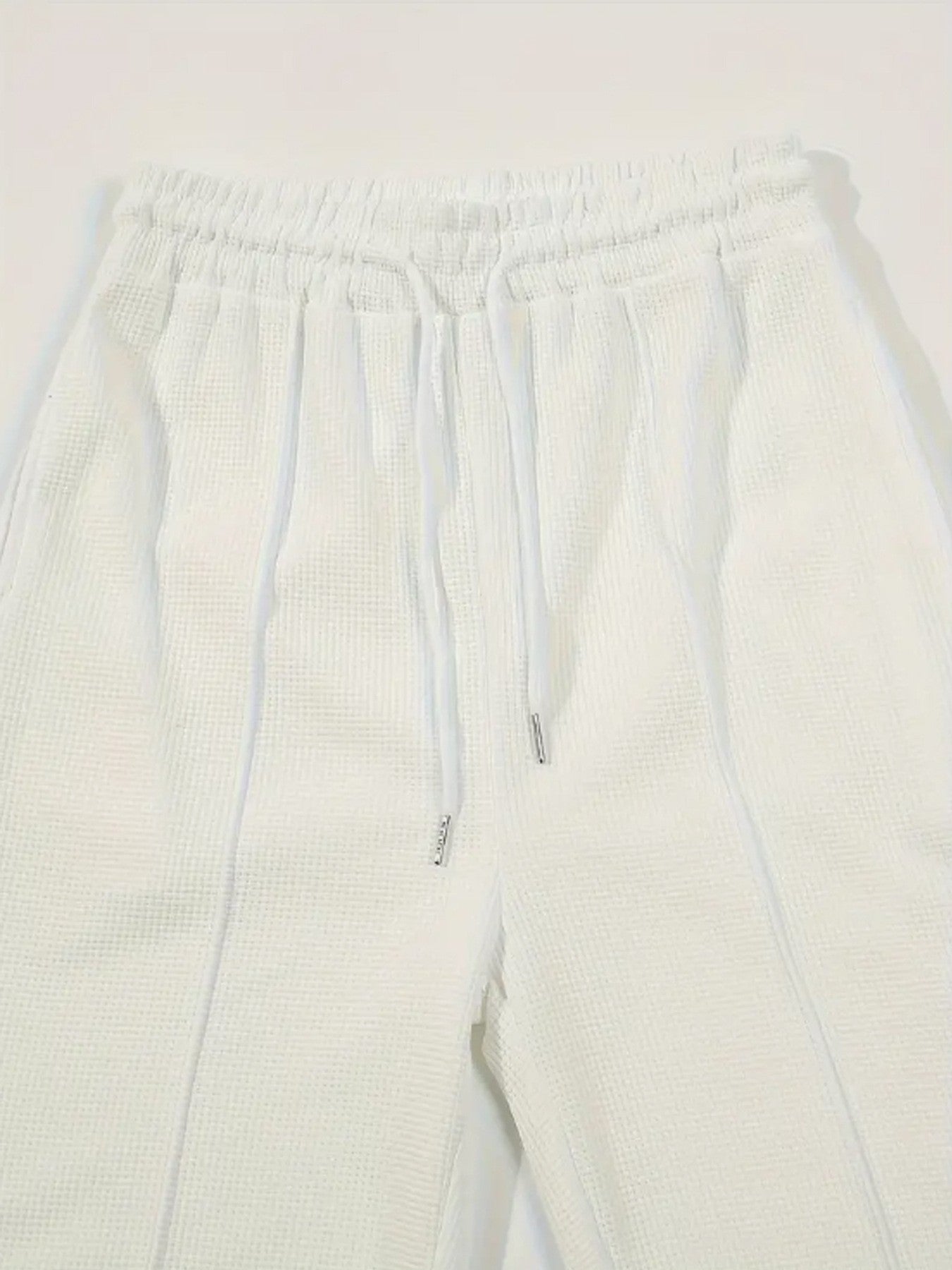 Calça Masculina Casual de Waffle de Cintura Média Calça Leve e Elegante Adequada para Todas as Estações