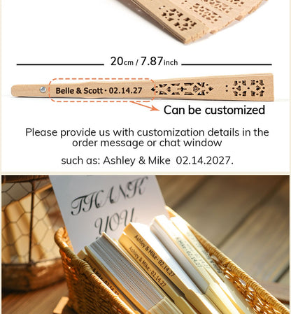 Custom Wedding Fans-Hand Fan For Bridal Shower Beach And Summer Wedding Favors-Personalized Rustic And Elegant Wooden Fan