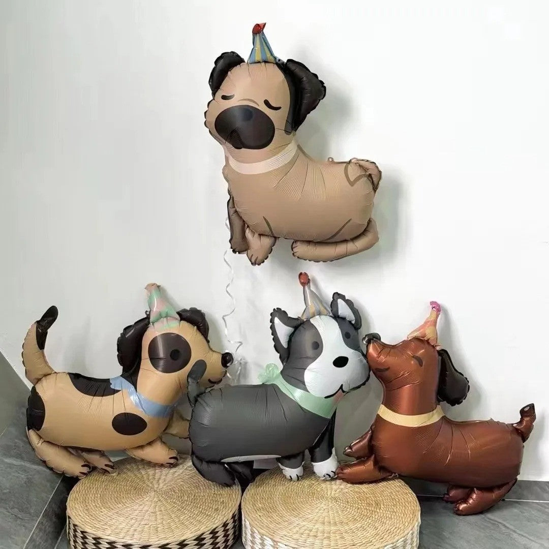 4/1pcs Matte Cartoon Animal Dog Series Dachshund Spotted Dog Foil Balloon for Children Birthday Party Decoration Baby Shower