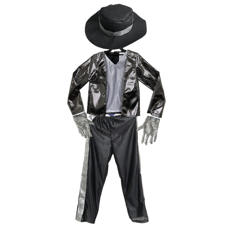 Children MJ Michael Jackson Cosplay Carnival Costume Coat Billie Jean Kids Party Superstar Singer Dance Clothing