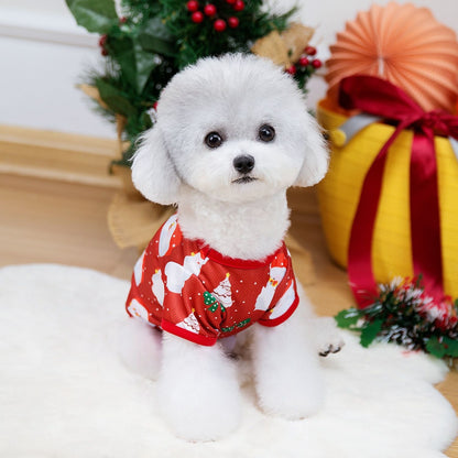 Roupas de Natal para Cachorros Roupas Macias para Gatos Camiseta Fofa de Árvore de Natal Roupa para Pets para Ano Novo Roupas Quentes Fantasia Yorkies