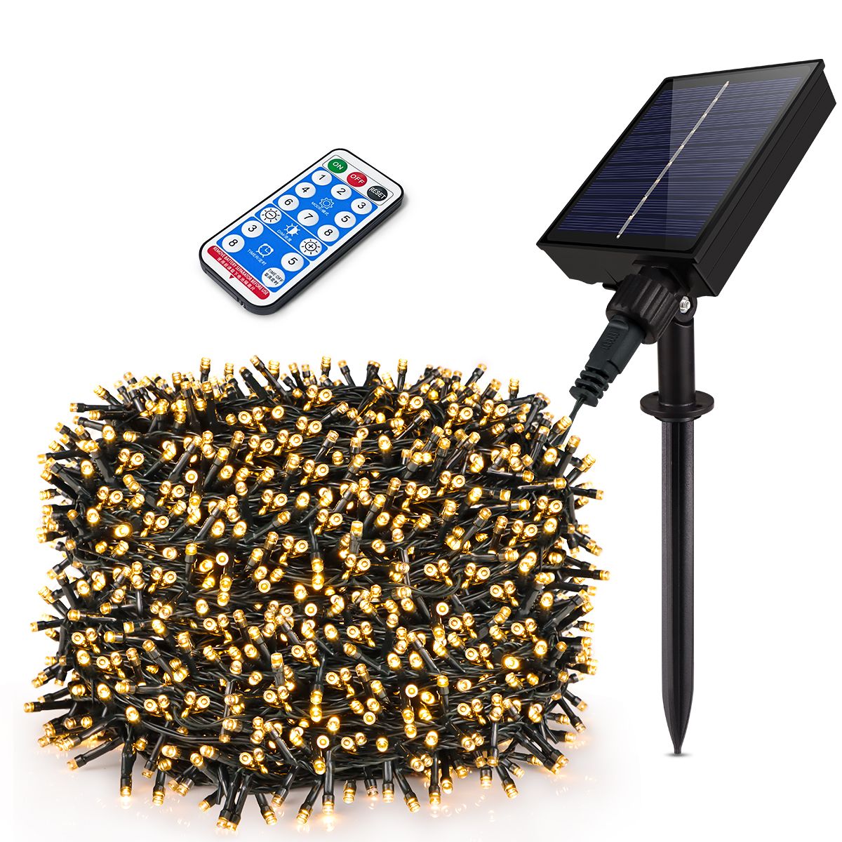 Outdoor Solar String Fairy Light 100M 1000 LED Waterproof Garland Large Solar Panel Fast Charge Lamp Christmas Garden Decor -JY