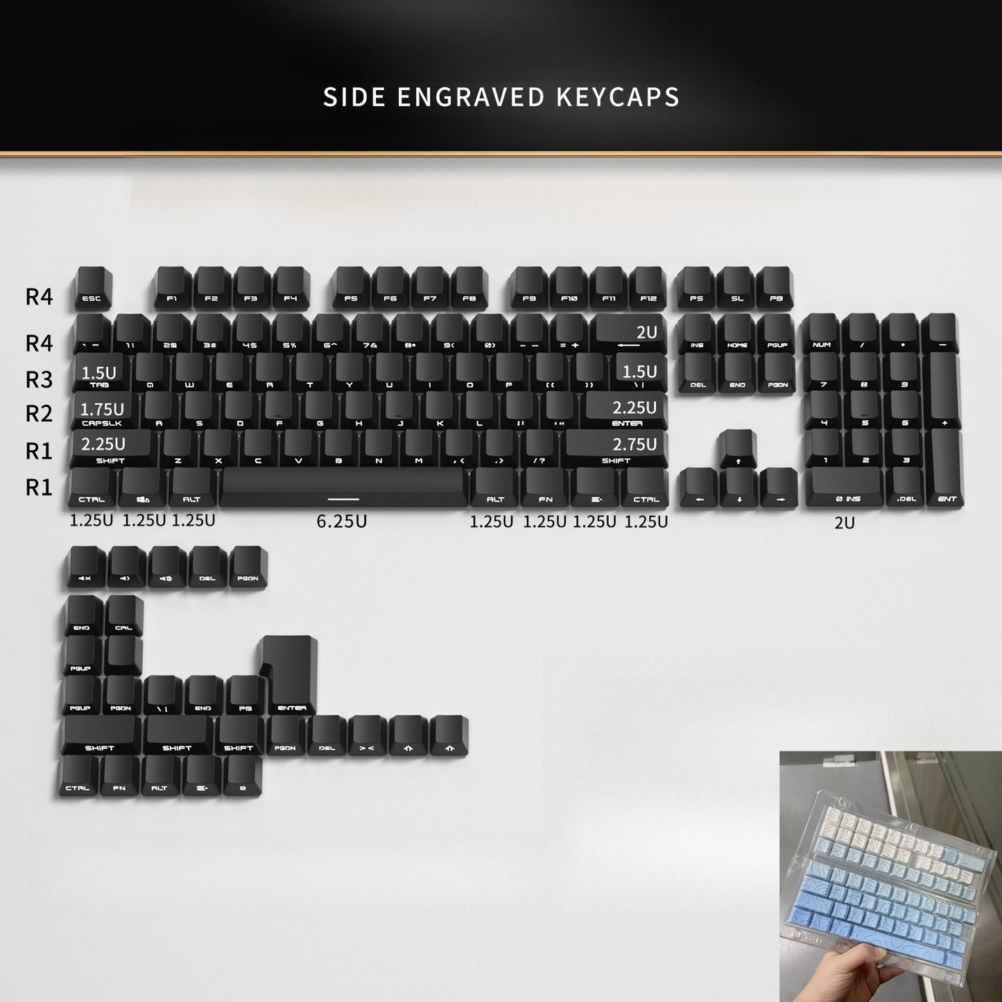 Novas Teclas 133 Gradiente Verde Shine Through Keycaps Impressão Lateral PBT Keycap Perfil Cherry Double Shot para Teclados Mecânicos