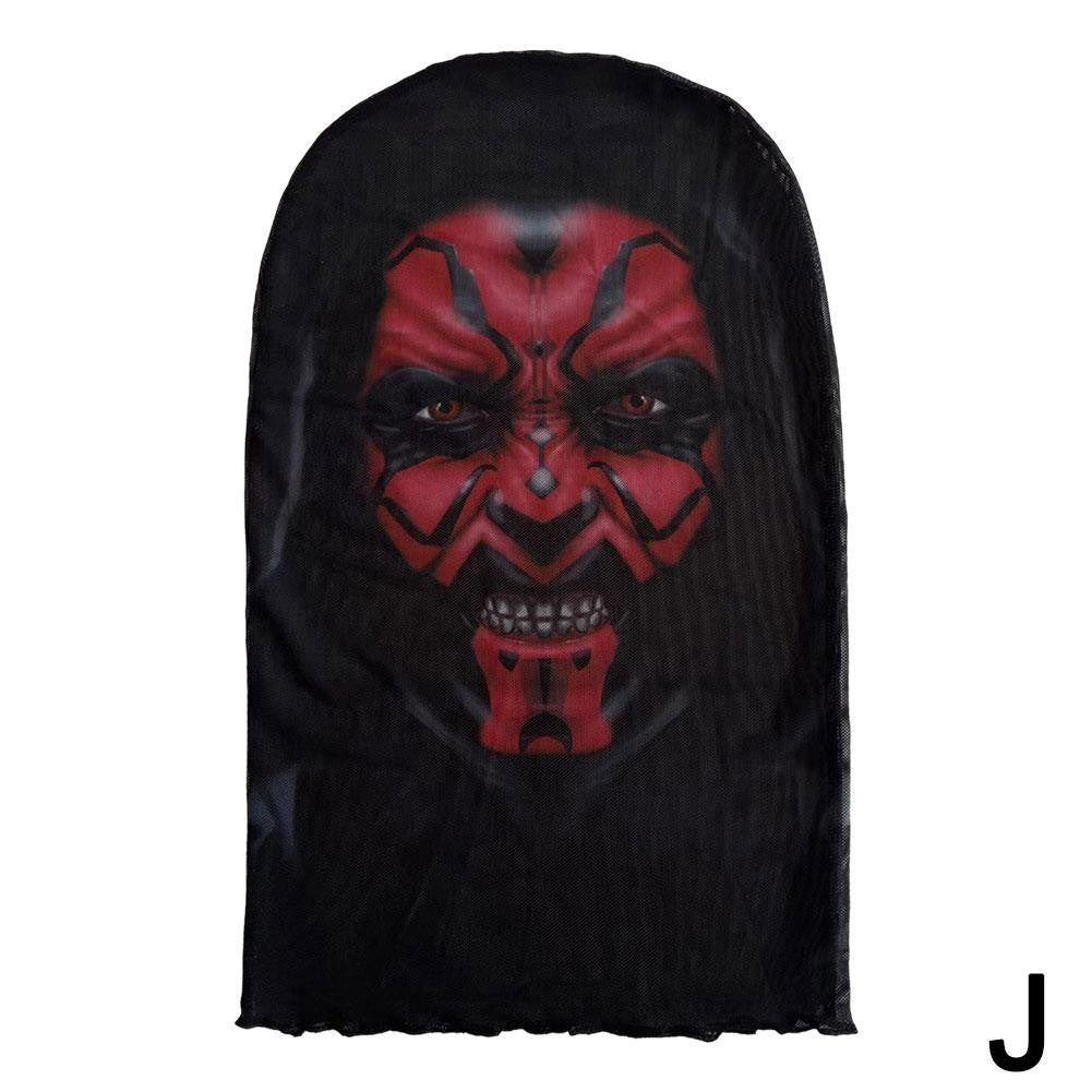 3D printed mask for role-playing full face covering elastic mesh printed mask fashionable Halloween makeup dance party headwear