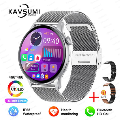 Smartwatch Feminino 2025 NFC Amoled HD GPS Monitor Cardíaco Bluetooth Ligações à Prova D'Água Para Mulheres Presente