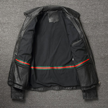 2025 Retro Style 100% Top Layer Cowhide Oversized Leather Jacket Color is made of Old Motorcycle Riding Clothes.