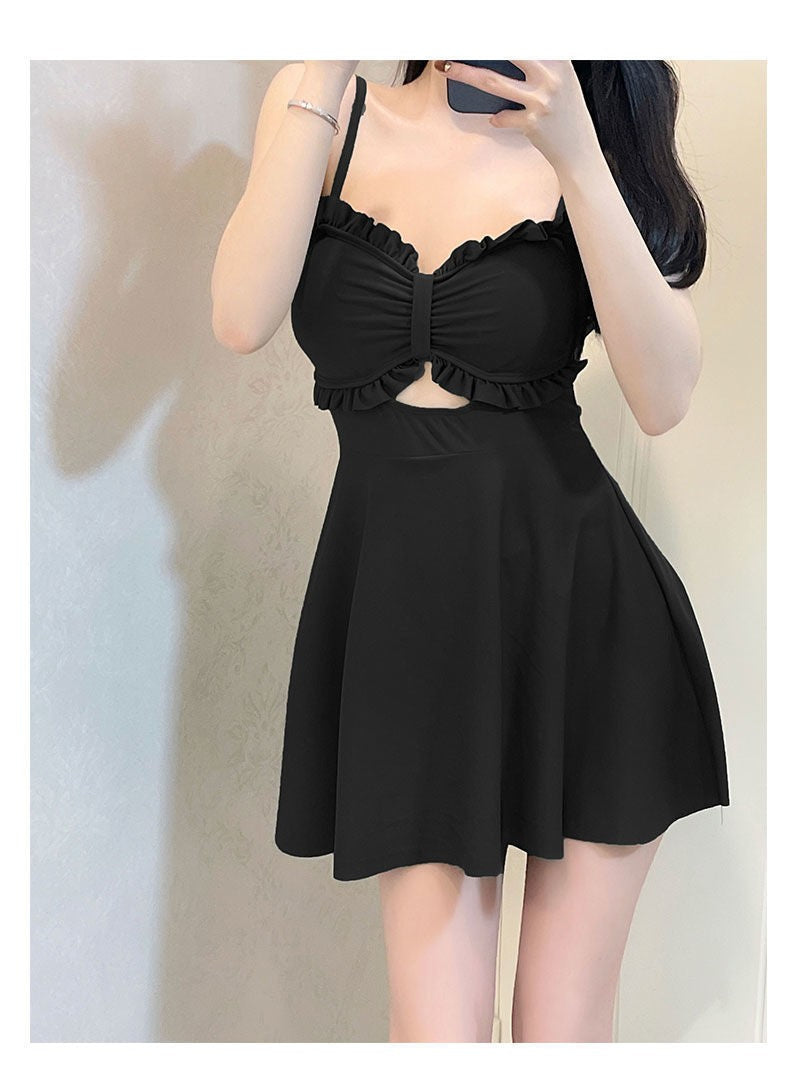 Women Ruffle One-piece Swimsuit Monokini Swimsuit Set Stylish Women's Beach Swimwear Set with Ruffle Trim Monokini for Holiday