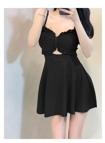 Women Ruffle One-piece Swimsuit Monokini Swimsuit Set Stylish Women's Beach Swimwear Set with Ruffle Trim Monokini for Holiday